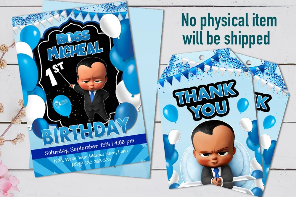 African American Boss Baby Birthday Party Set Template Bobotemp