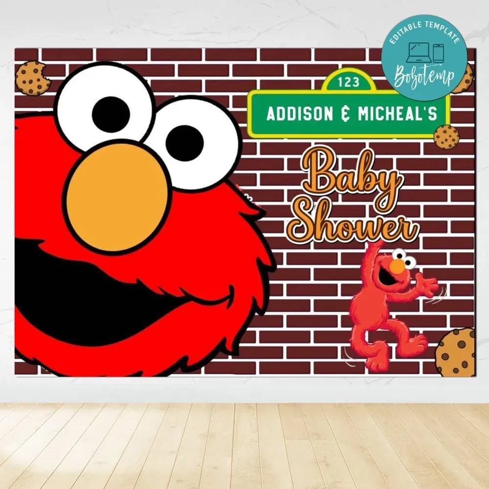 Elmo Baby Shower Backdrop Digital File DIY | Bobotemp