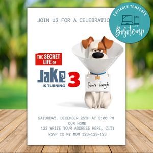 Printable Secret Life of Pets 2 Movie Themed Birthday Flyer Instant Download
