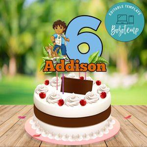 Go Diego go Birthday Cake Topper Template Printable Instant Download