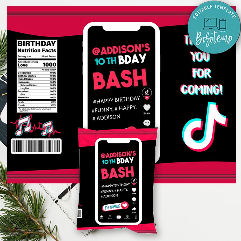 TikTok Chip Bag Digital File Printable Instant Download Bobotemp