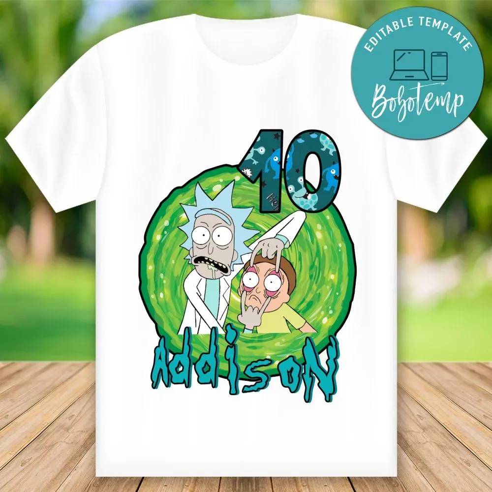 Customizable Rick And Morty Happy Birthday Iron On Transfer Shirt Bobotemp