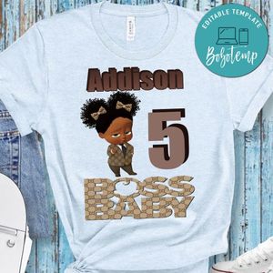 Black Baby Boss Birthday Tee PNG file template for Girl