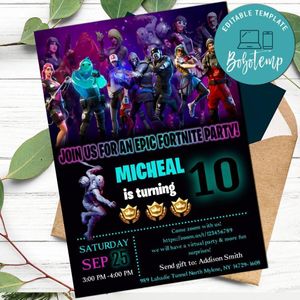 Printable Gamer Virtual Party Invitation Template Instant Download