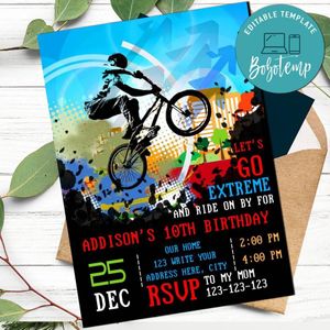BMX bike Invitation Customizable Template Instant Download