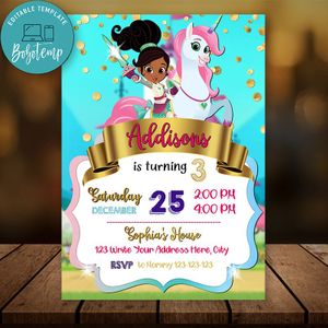 Editable Nella Princess Knight Invitation Instant Download