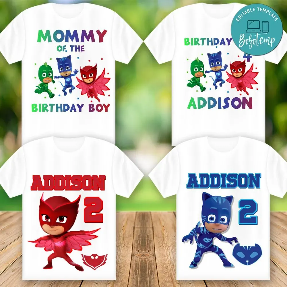 Camisas De Cumpleanos De Mascara De Pj Imprimibles Para La