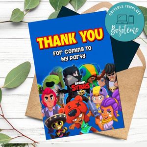 Brawl star Thank You Card Customizable Template Instant Download
