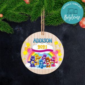 Carebear Christmas Wood Ornament Gift