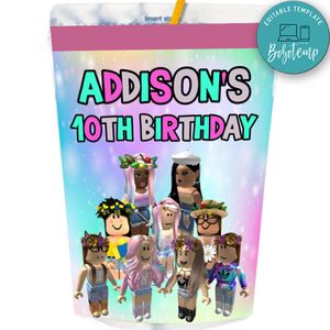 Girl Roblox Capri Sun Birthday Labels Digital File Printable Instant Download