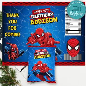 Spiderman Birthday Chip Bag Digital File Printable Instant Download