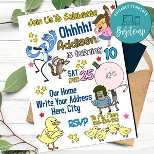 Regular Show Birthday Invitation Printable Instant Download