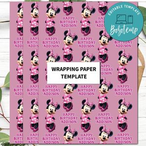 Minnie Mouse Wrapping Paper Template to Print at Home Instant Download