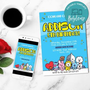 BT21 Invitation Customizable Template Instant Download