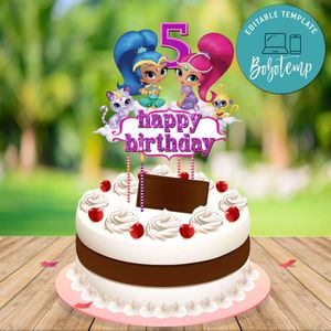Shimmer and Shine Birthday Cake Topper Template Printable Instant Download
