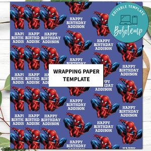 Spiderman Gift Wrap Template to Print at Home Instant Download
