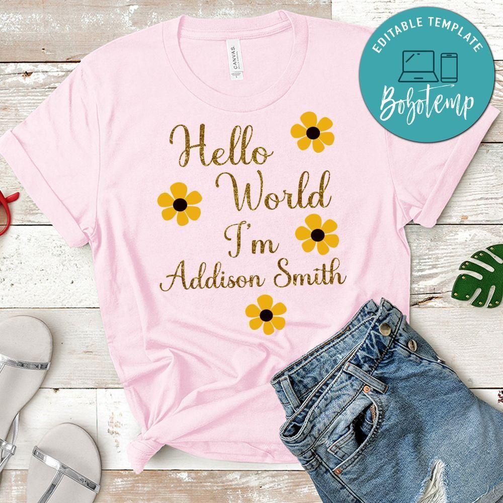 Hello World Sunflower Birthday PNG file template