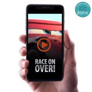 Disney Cars Video Invitation Digital Template Customizable Instant Download