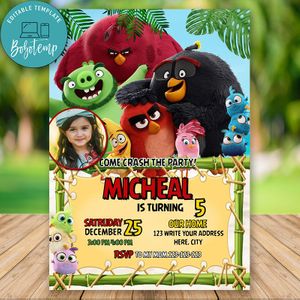 Editable Angry Birds 2 Movie Invitation With Photo Instant Download