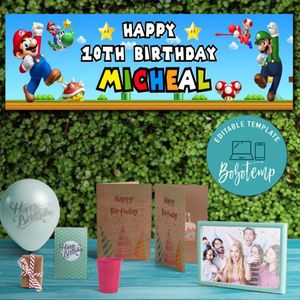 Super Mario Birthday Banner Printable Instant Download