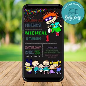 Mobile Rugrats Birthday Electronic Invite Invitation Instant Download