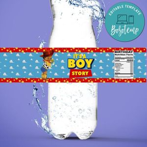 It's a Boy Toy Story Water Bottle Label Template to Print at Home Instant Download
