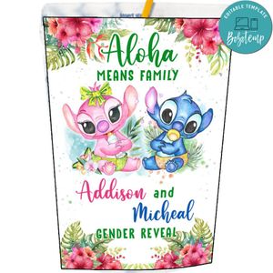 Stitch gender reveal Capri Sun Labels Digital File Printable Instant Download
