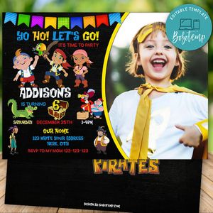Printable Jake and the Neverland Pirates Birthday Invitation With Photo Instant Download