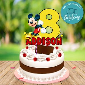 Mickey Mouse Birthday Cake Topper Template Printable Instant Download