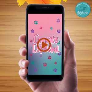 Girl Paw Patrol Video Invitation Digital Template Customizable Instant Download