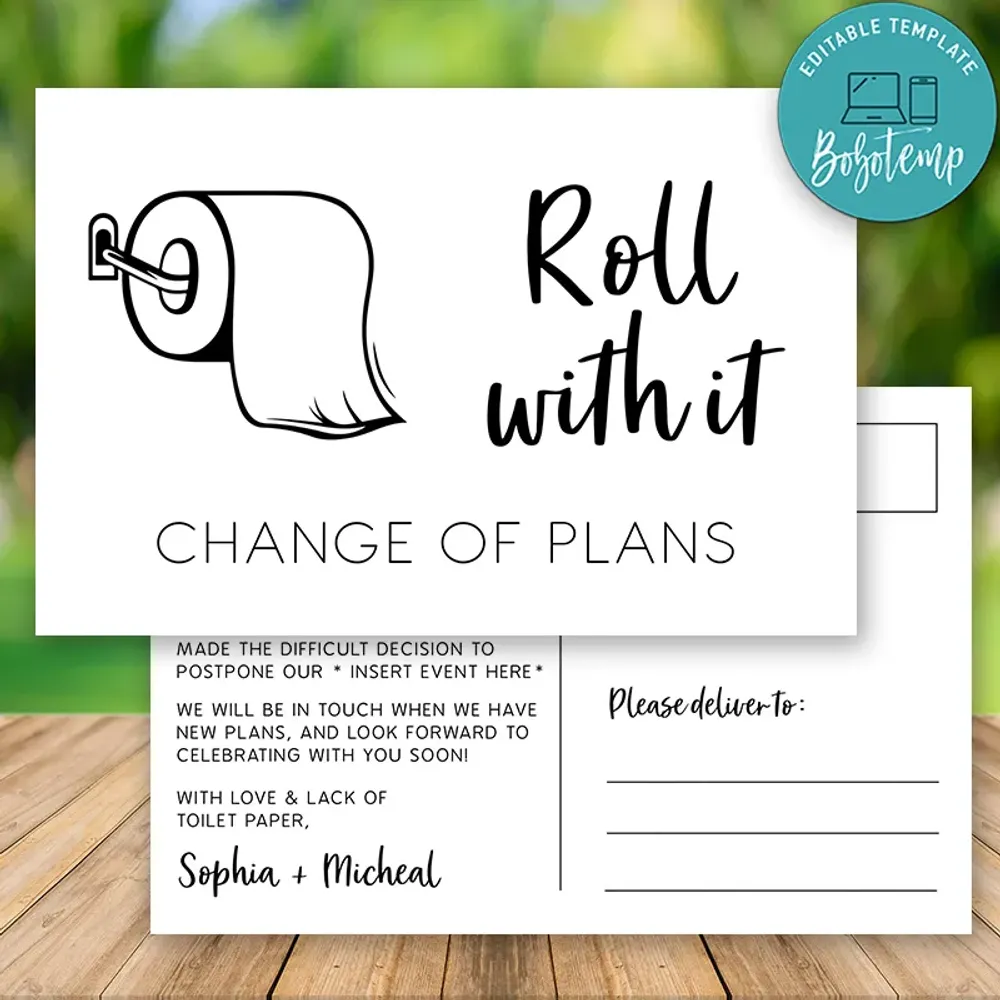 Printable Postponed Bridal Shower Invitation Instant Download | Bobotemp