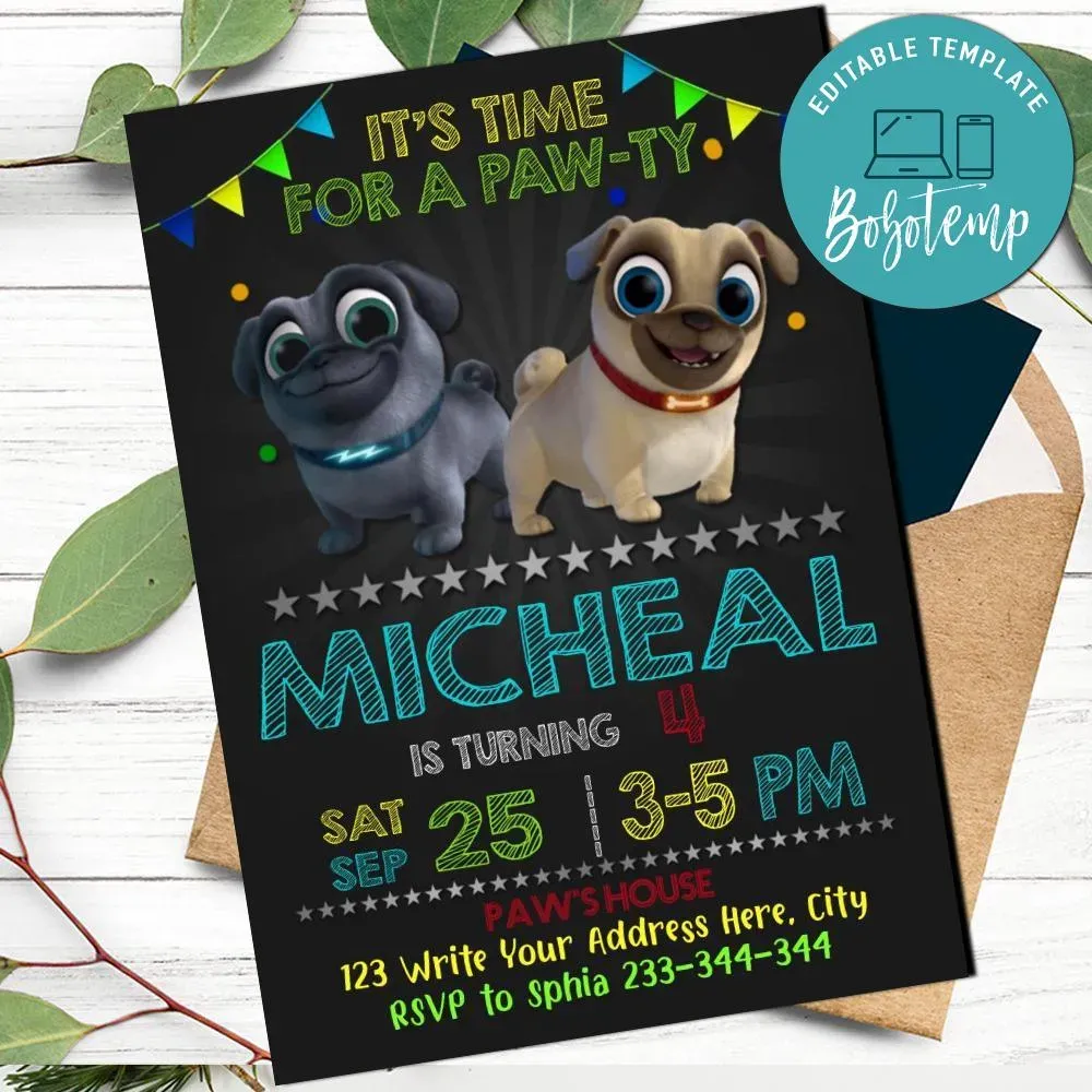 Puppy Dog Pals Birthday Editable - Puppy Dog Pals Birthday Invite ...