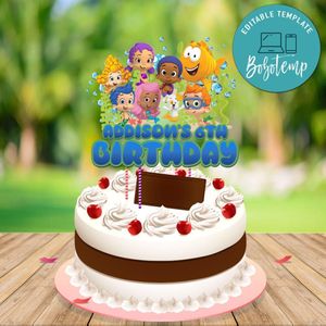 Printable Bubble Guppies Birthday Cake Topper Template Instant Download