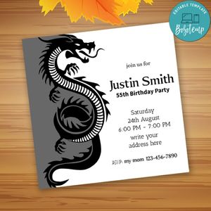 Yin Yang Dragon Invitation Customizable Template Instant Download