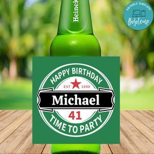 Heinenken Birthday Beer Label Customizable Template Instant Download