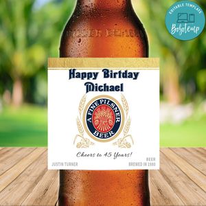 Miller Lite Birthday Beer Label Customizable Template Instant Download
