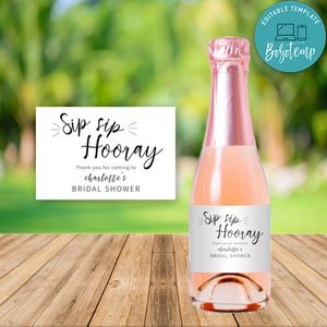 Sip Sip Hooray Mini Champagne Bottle Label Template