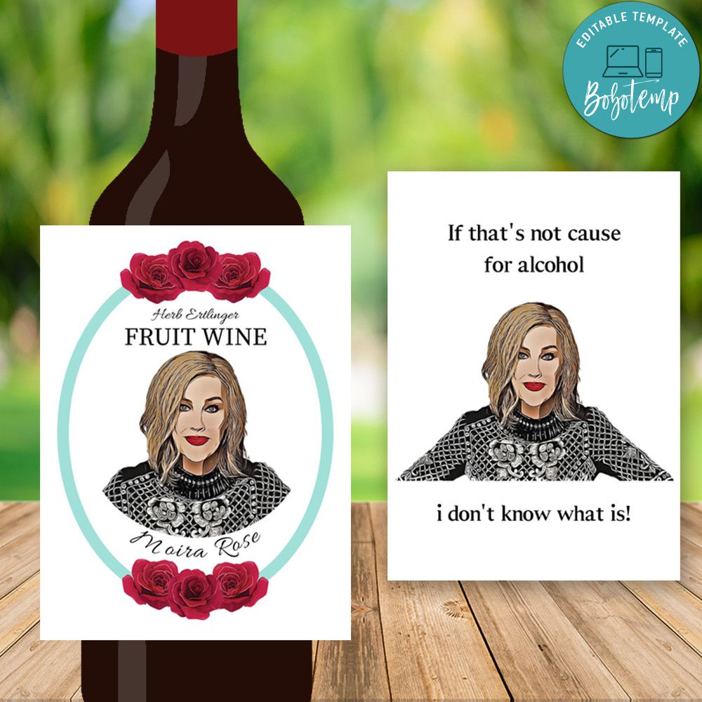 Moira Rose Schitt’s Creek Wine Label Customizable Template DIY Bobotemp