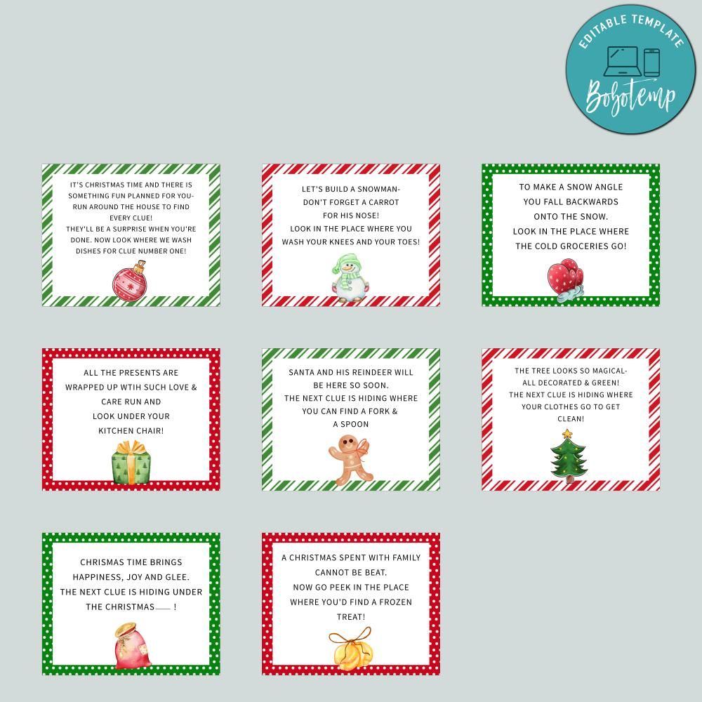 Christmas Scavenger Hunt Templates to print at home | Bobotemp