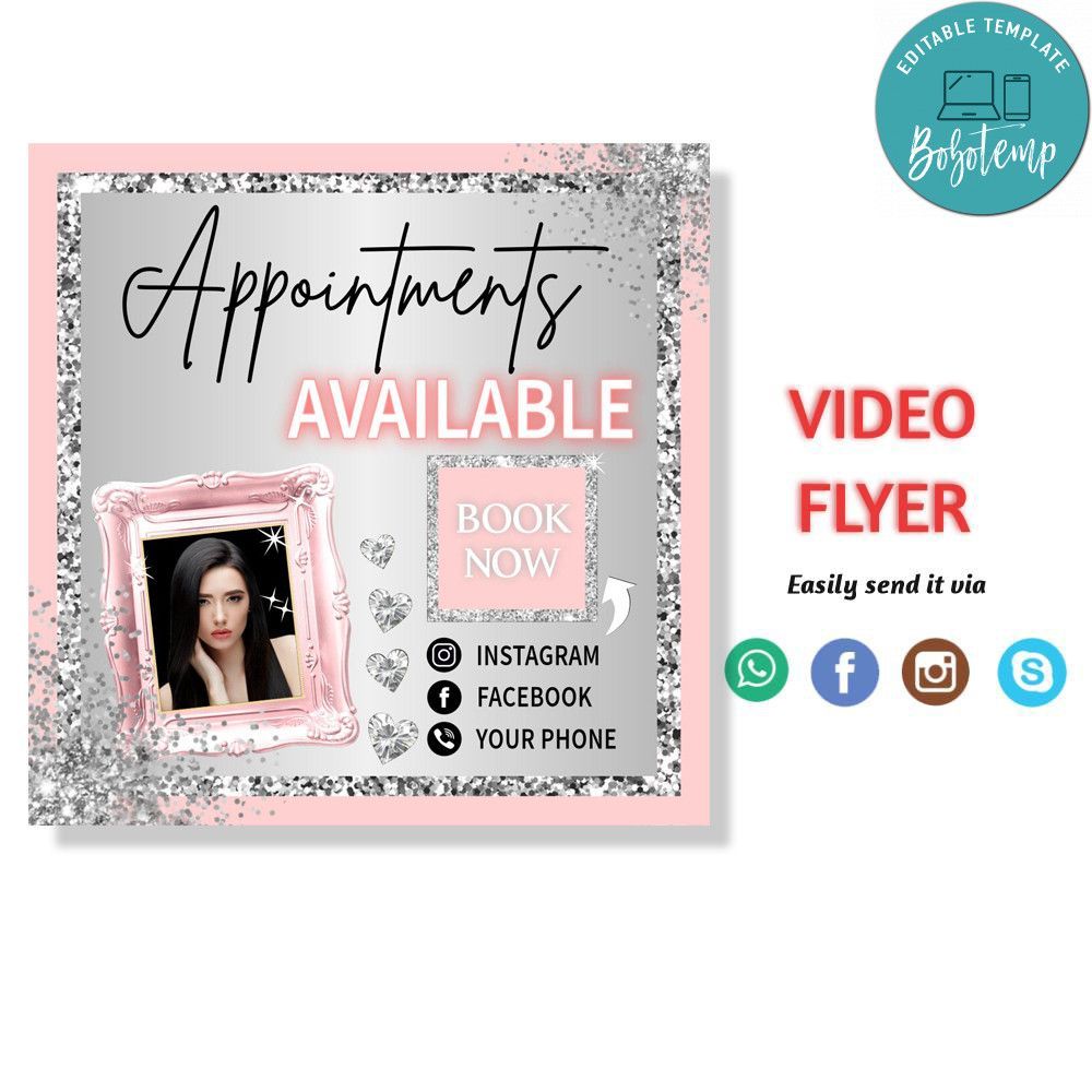 Appointments Social Media Video Flyer Digital Template Customizable Instant Download