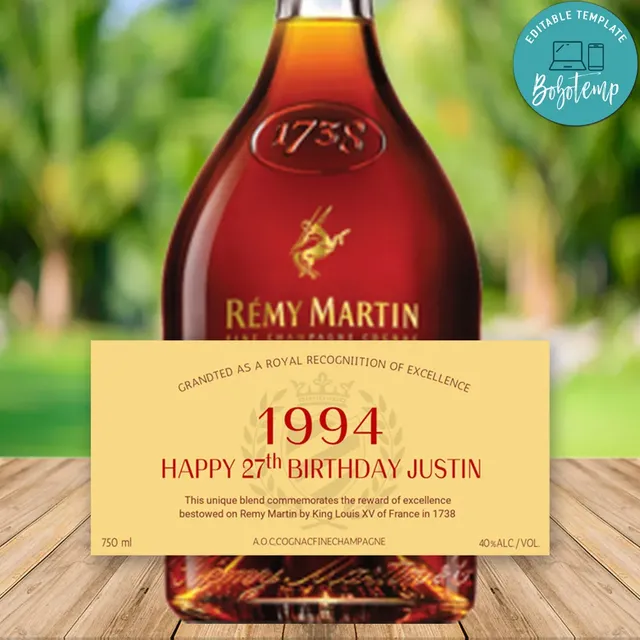 Remy martin 1378 Happy Birthday Cognac Label Template | Bobotemp