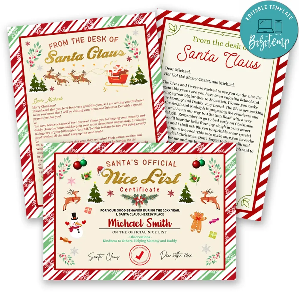 Letter from Santa Customizable Template DIY | Bobotemp Shop