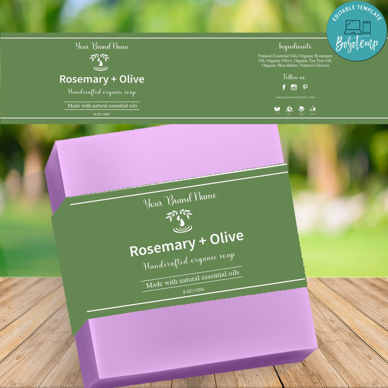 Bar Soap Label Customizable Template Instant Download Bobotemp