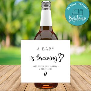Baby is Brewing Beer Label Editable Template Instant Download