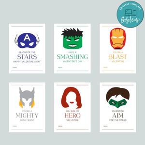 Avengers Superhero Valentine Cards Printable Customizable Template DIY