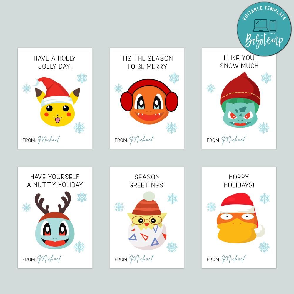 Pokemon Kids Holiday Cards Printable Customizable Template DIY ...