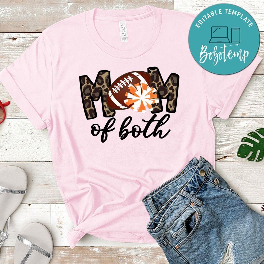Mom of Both Football and Cheer Leopard Theme PNG file template