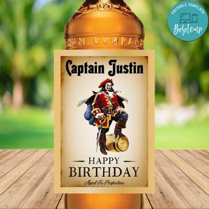 Captain Morgan Birthday Liquor Label Customizable Template Instant Download