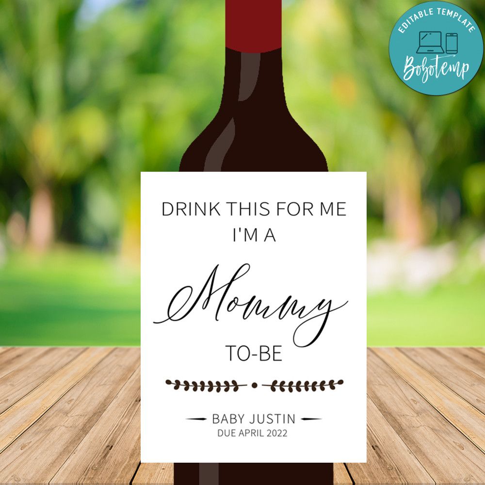 Drink for me i'm a Mommy Pregnancy Announcement Wine Label ...