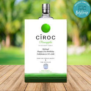 Ciroc apple Birthday Bottle Label Customizable Template Instant Download
